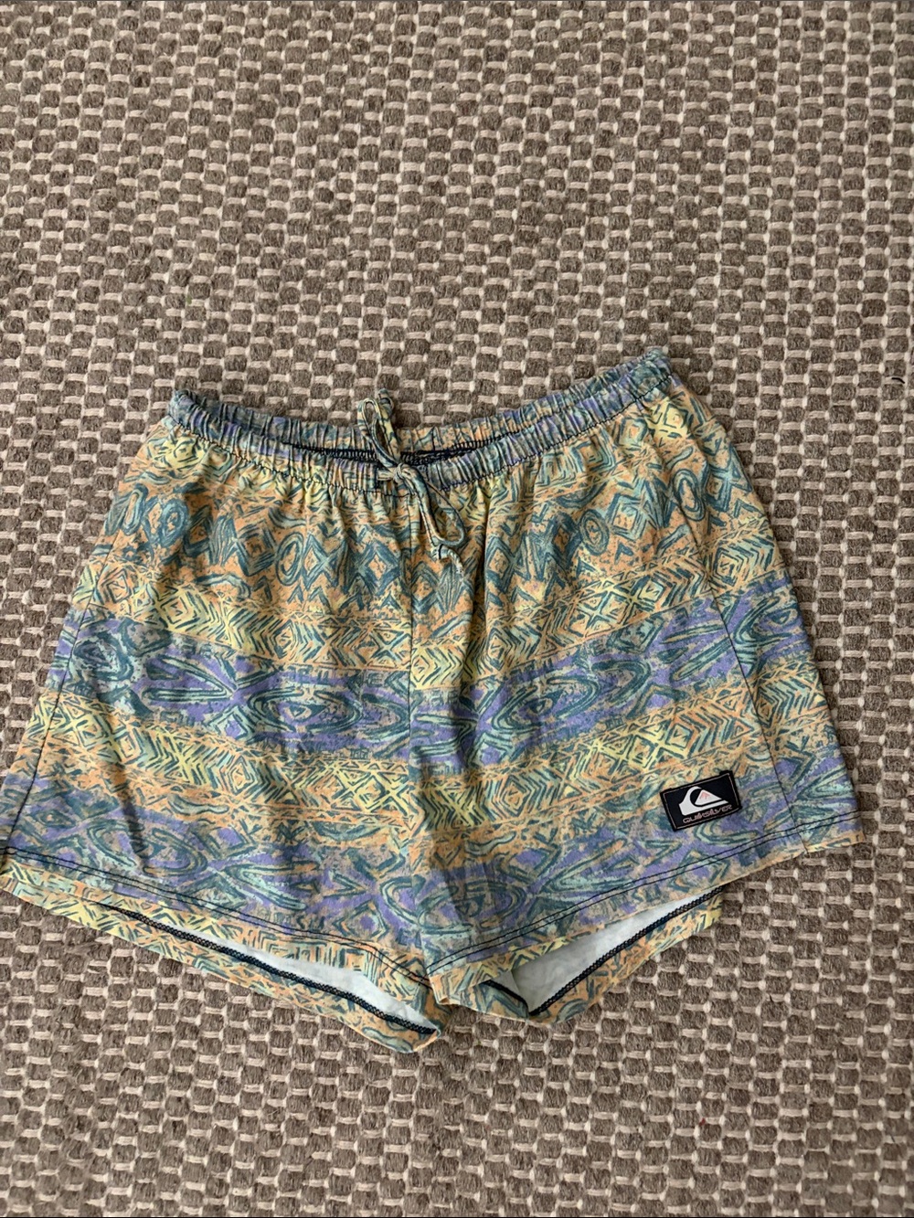Quiksilver Women's Yellow Green Purple Patterned Athletic Shorts